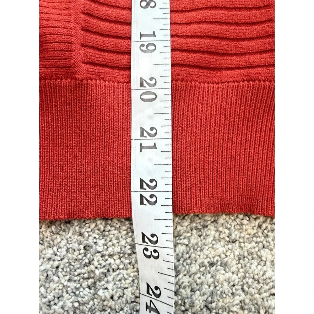 Tahari Womens Rust Red Ribbed Knit Dolman Sleeve Crew Neck Sweater XS_6